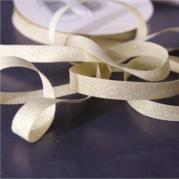 Лента киперная 10 мм, цвет кремовый с золотом