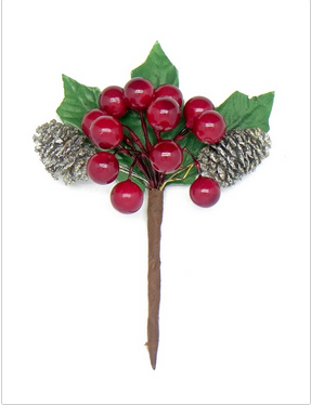 Декоративный букетик "Зимний", бордовый