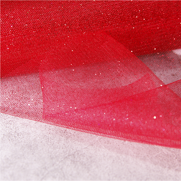 Тюль-сетка 15 см, цвет красный с блёстками