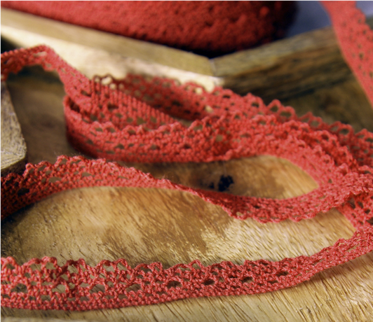 Кружево вязаное 12 мм, цвет красный кирпич (932079)