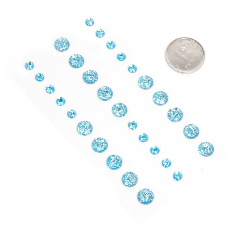 Набор страз с блёстками, цвет голубой