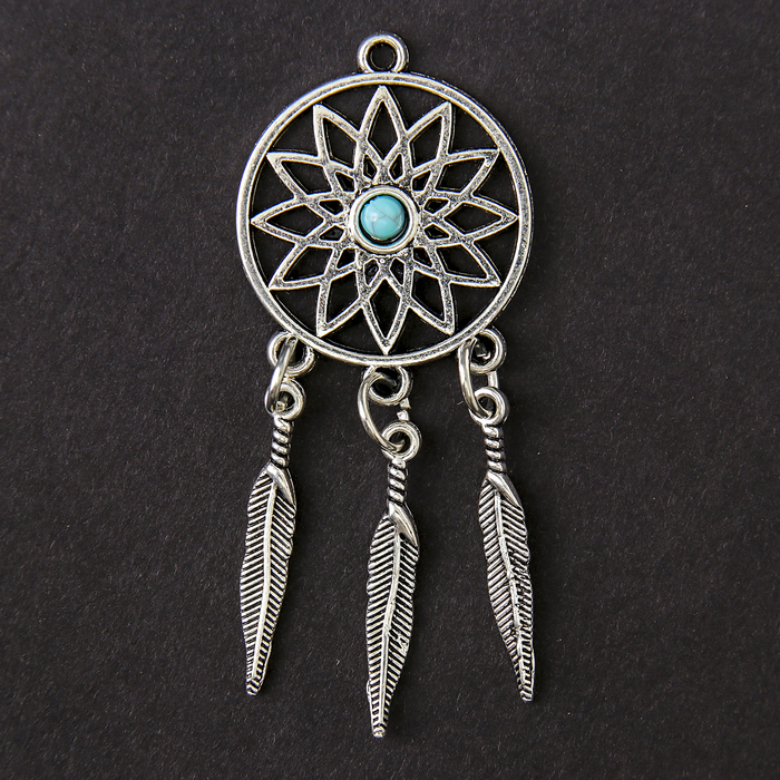 Подвеска металлическая "Ловец снов". Цвет серебряный (770)