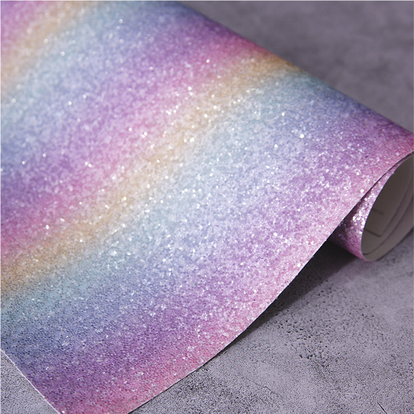 Ткань с глиттером 34 х 50 см , радуга