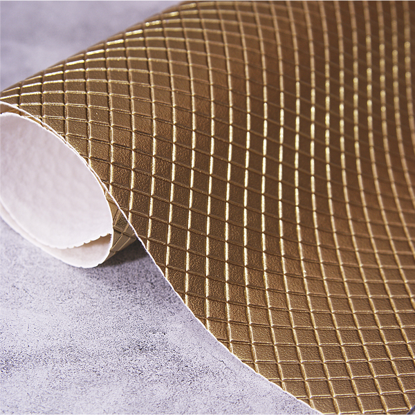 Искусственная кожа 35 х 50 см "Ромбики тиснением", цвет золотой