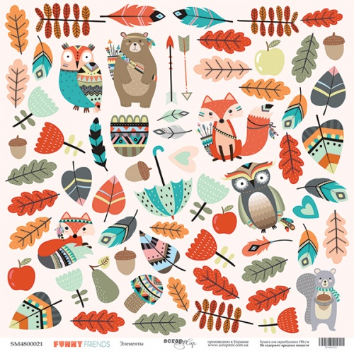 Бумага Scrapмир "Funny Friends", Цветы (SM391)