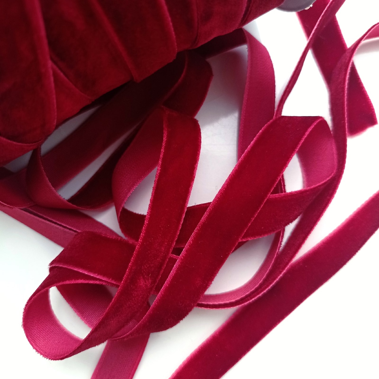 Лента бархатная 12 мм цвет Винный