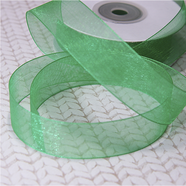 Лента шифоновая 18 мм, цвет зелёный