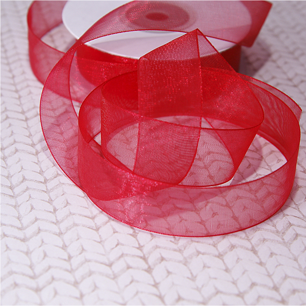 Лента шифоновая 18 мм, цвет красный