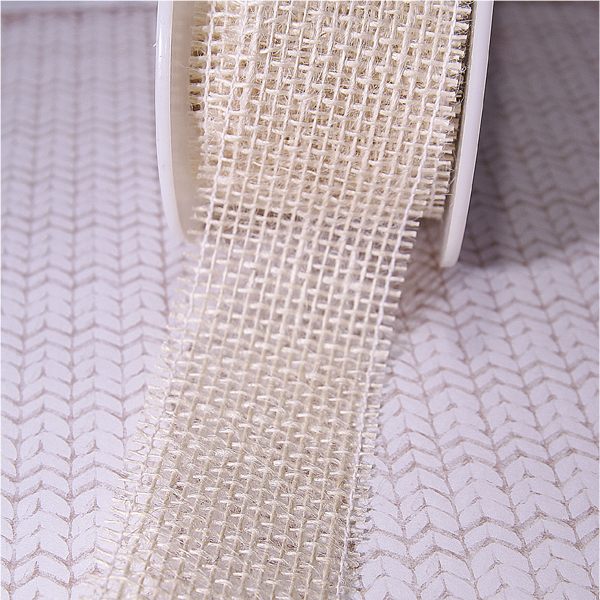 Декоративная лента 5 см "Мешковина", цвет кремовый