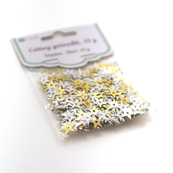 Набор пайеток DP Craft "Звёздочки", белый, серебро, золото
