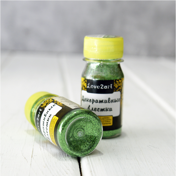 Блёстки (сухой глиттер) Love2art , цвет зелёный