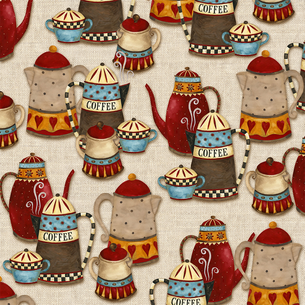 Ткань лоскутная 50 х 55 см "4703 ", кофейники