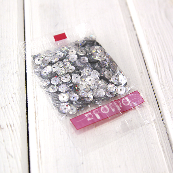 Пайетки Zlatka "Серебряный голографический" (№08)