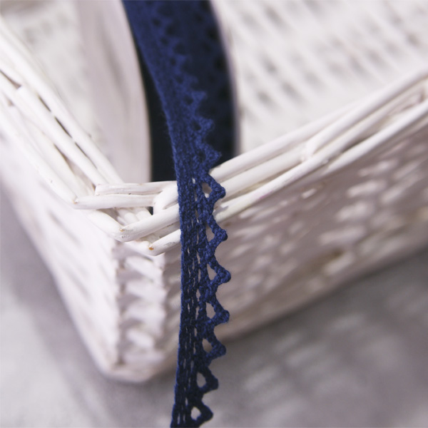 Кружево вязаное 10 мм "Треугольнички", цвет синий (110681)