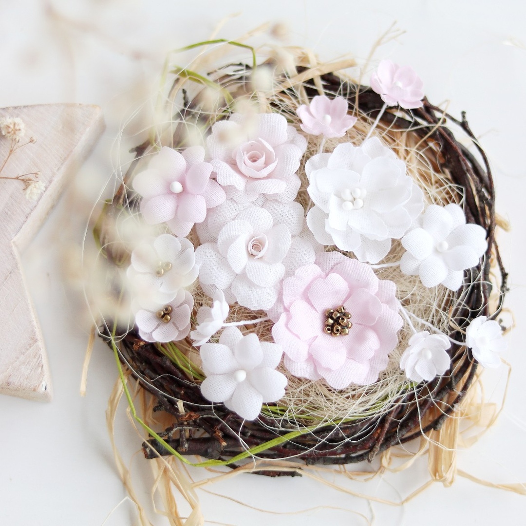 Набор тканевых цветов Pastel Flowers "Розовый микс"