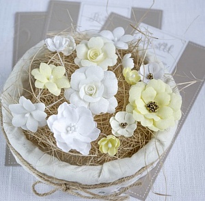 Набор тканевых цветов Pastel Flowers "Жёлтый микс"