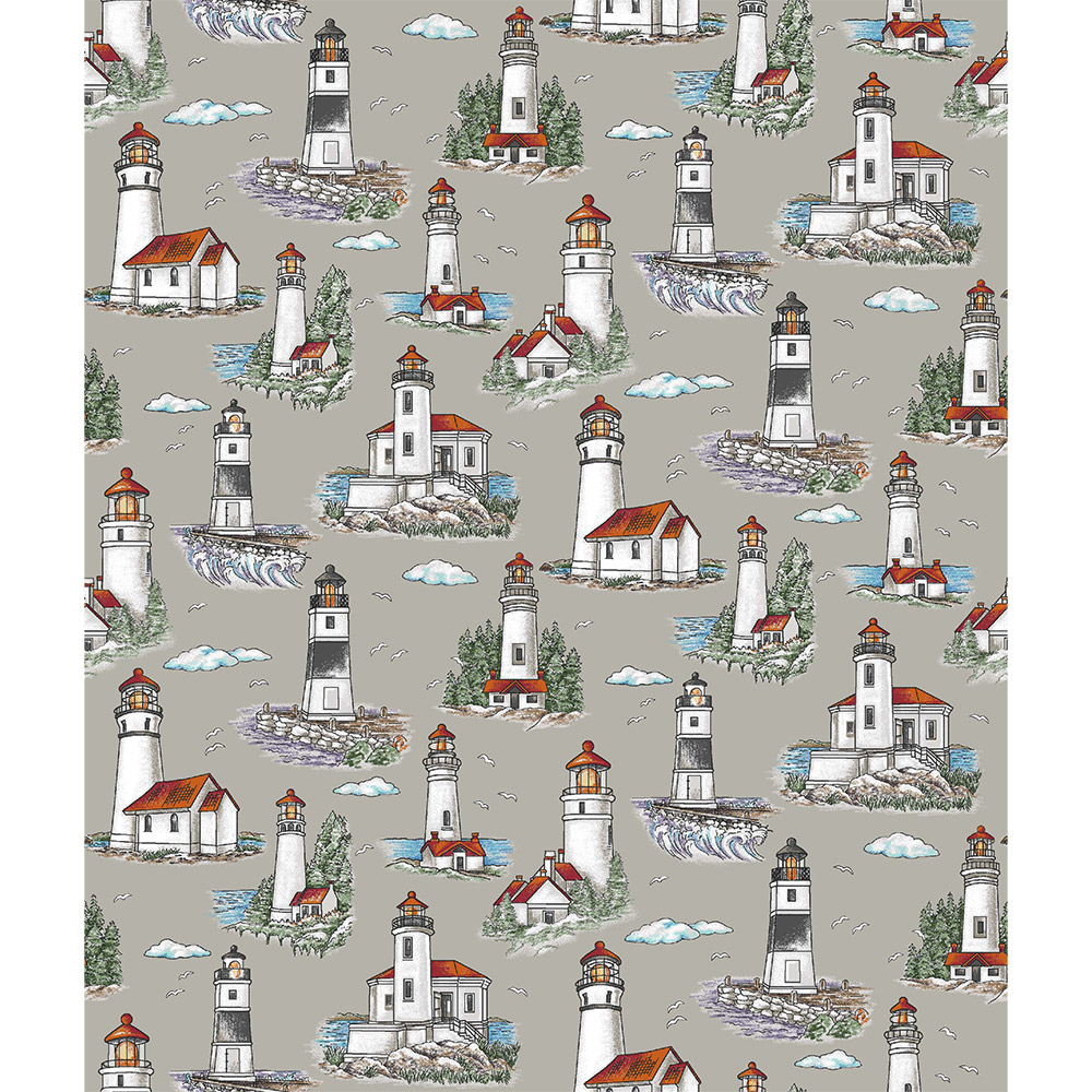 Ткань лоскутная 50 х 55 см "4801", маяки на сером