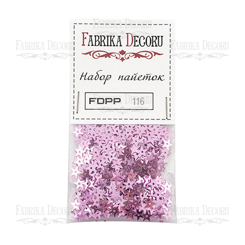 Пайетки-звёздочки 7 мм Фабрика Декору, цвет розово-сиреневый