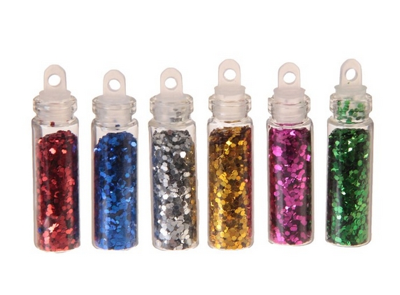 Набор блёсток в мини-бутылочках, 6 шт