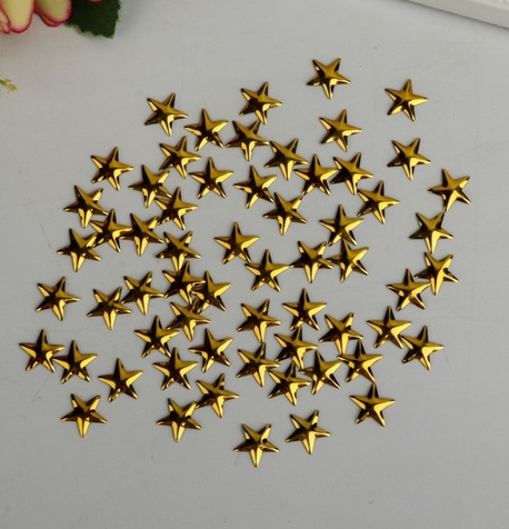 Набор декоративных звёздочек 8мм 50 штук, цвет золотой