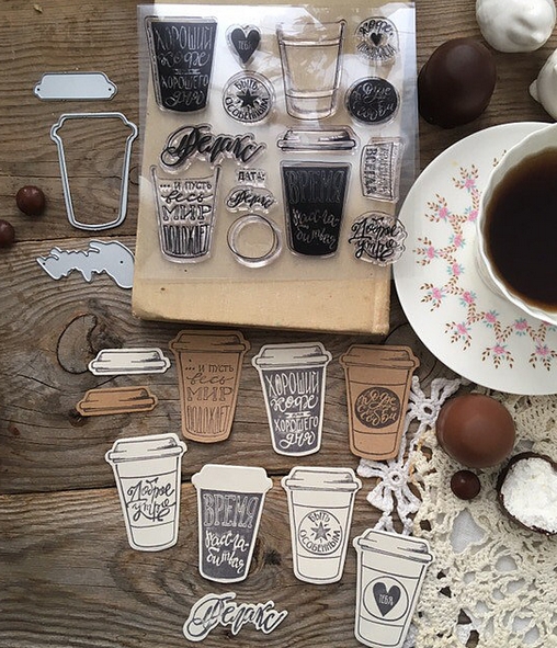 Ножи + штампы mimi cut "Кофе с собой»