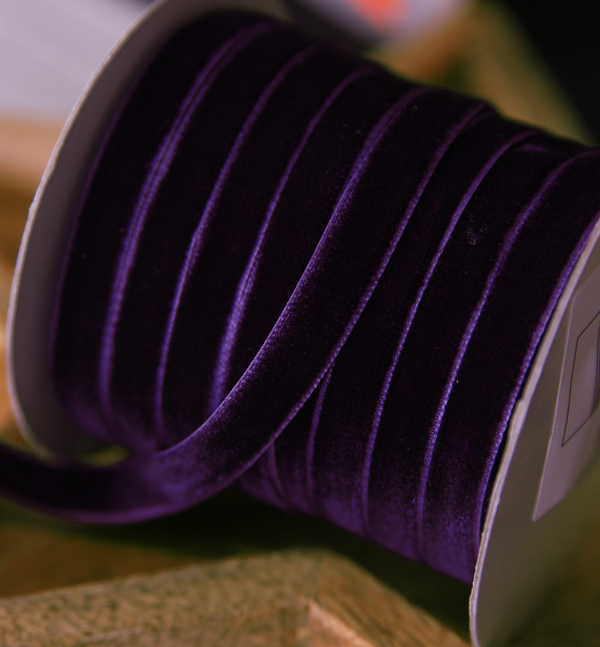 Лента бархатная 9 мм. Цвет чернично-фиолетовый