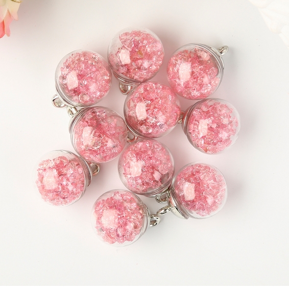 Подвеска "Шарик стеклянный с розовыми стразами" (557)