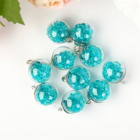 Подвеска "Шарик стеклянный с бирюзовыми стразами"