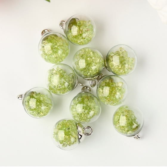 Подвеска "Колба стеклянная с желто-зелеными стразами" (839)