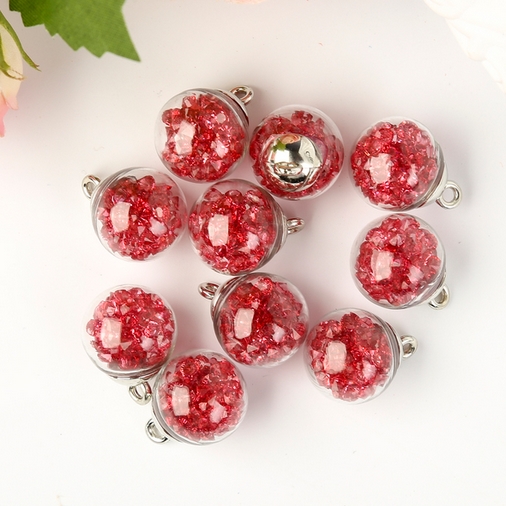 Подвеска "Колба стеклянная с малиновыми стразами"