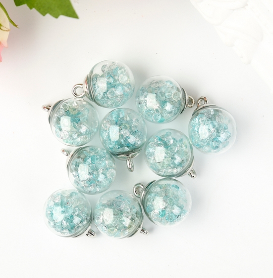 Подвеска "Шарик стеклянный с голубыми стразами" (838)
