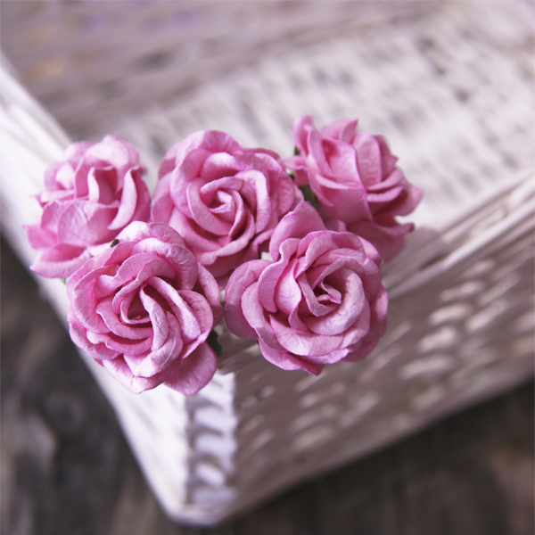 Букет роз с круглыми лепестками 3,5 см, цвет розовый