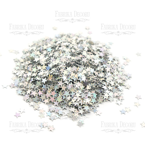 Пайетки-звёздочки 3 мм Фабрика Декору, цвет серебряный перламутр (010)