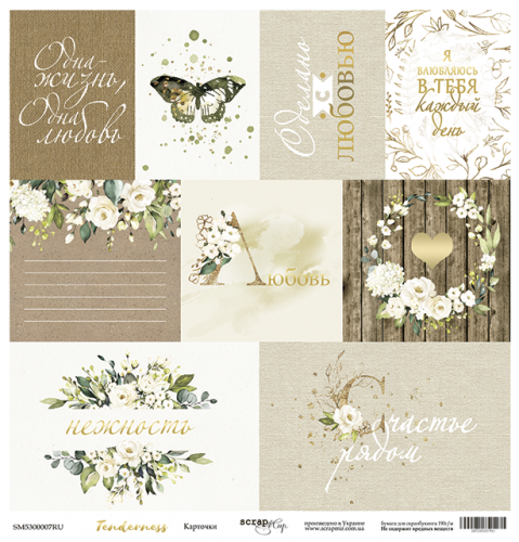 Бумага Scrapмир для вырезания "Tenderness", Карточки RU (SM437)