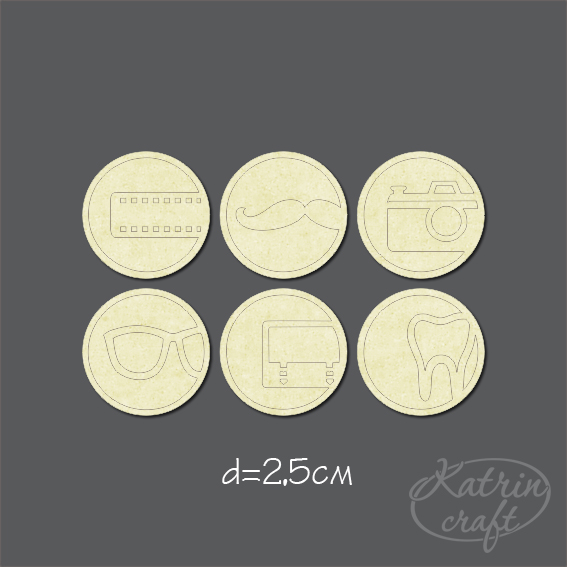 Чипборд "Фишки с гравировкой 6шт "
