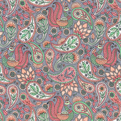 Ткань лоскутная 50 х 55 см "DELPHINE", пейсли розово-серый