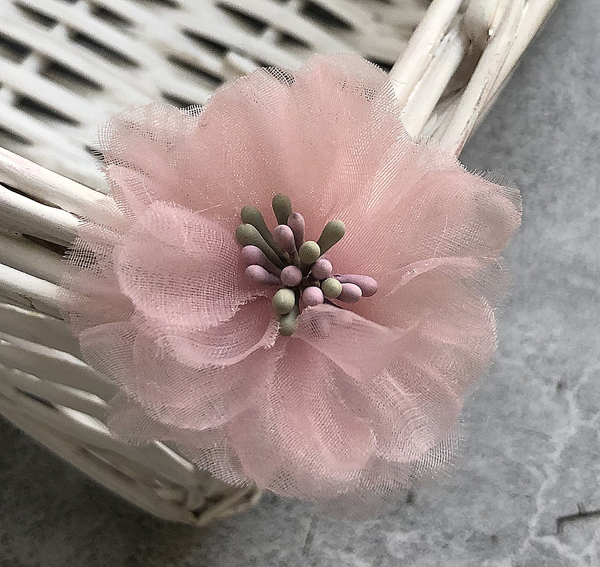 Цветок шифоновый 4 см, цвет розовый