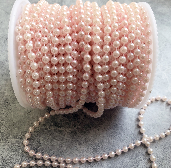 Нить из бусин 5 мм, цвет нежно-розовый