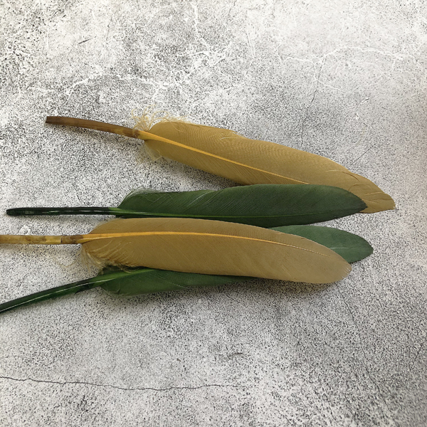 Набор пёрышек горчично-зелёный,4 шт