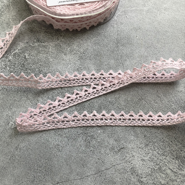 Кружево вязаное 10 мм "Треугольнички", цвет светло-розовый(154860)