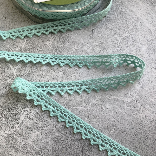 Кружево вязаное 10 мм "Треугольнички", цвет мятный (154907)