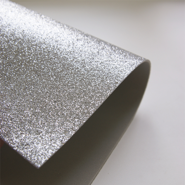 Фоамиран 20 х 30 см, цвет серебряный с блёстками