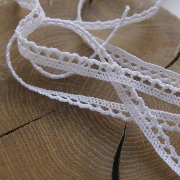 Кружево вязаное 7 мм "Фестончики", цвет белый (013537)