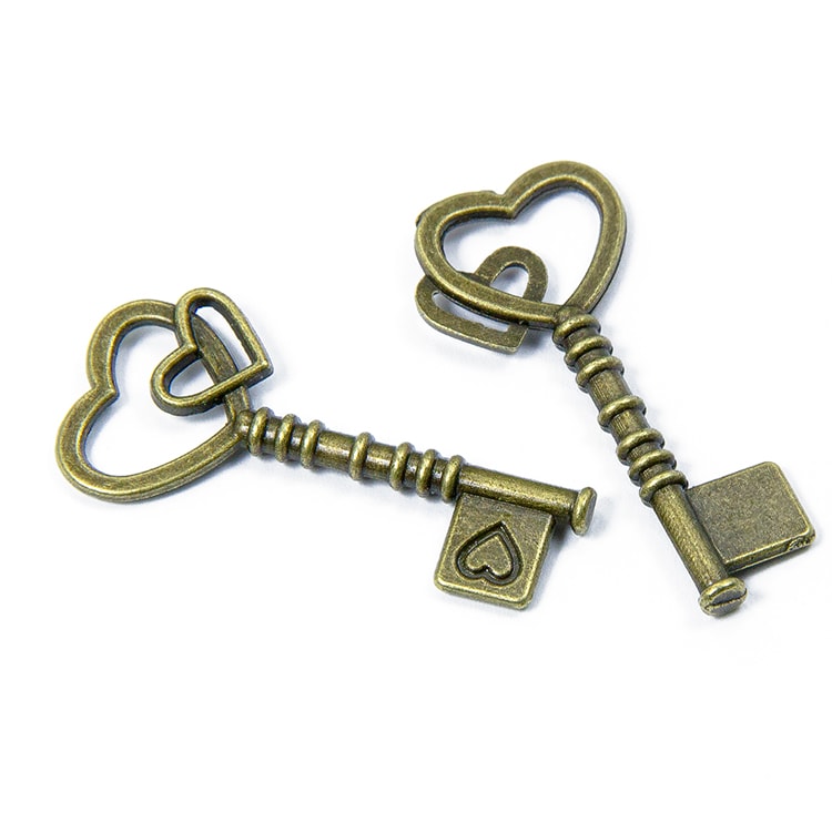 Подвеска ключик "Ключик с сердечками. Цвет античный бронзовый