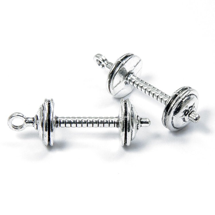 Подвеска металлическая "Гантель". Цвет серебряный (22)