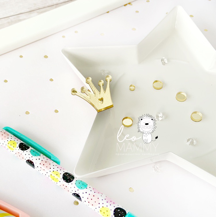 Декор из акрила "Корона", цвет золотой