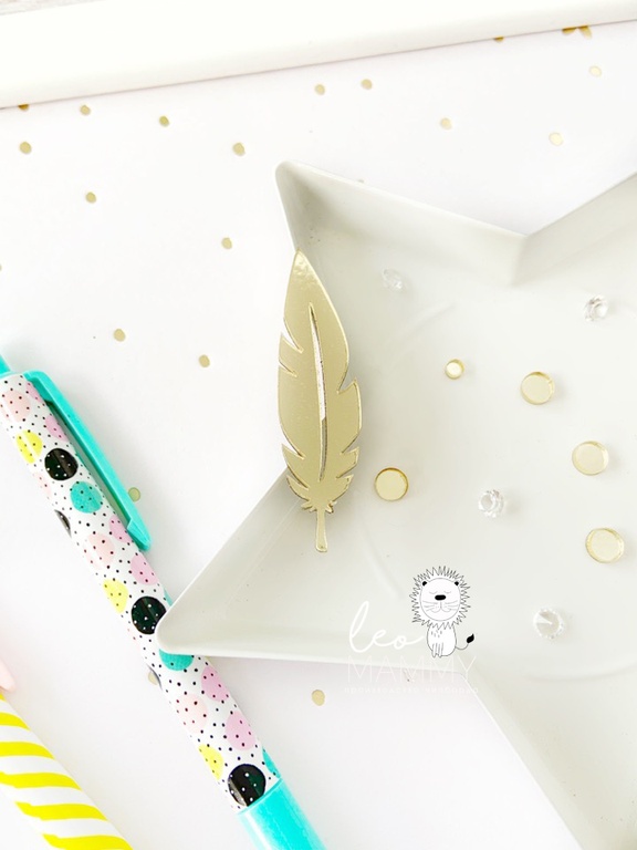 Декор из акрила "Пёрышко", цвет золотой