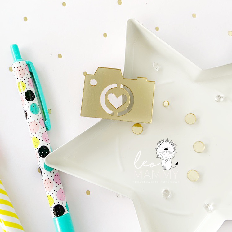 Декор из акрила "Фотоаппарат", цвет золотой