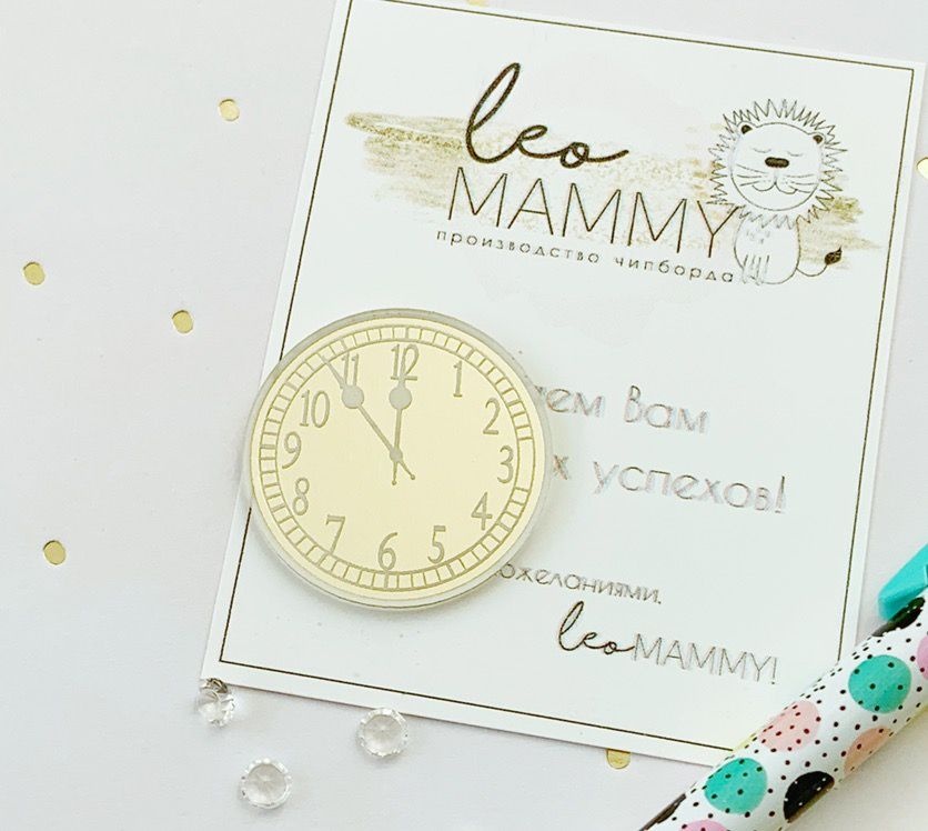 Декор из акрила "Часики" цвет золотой