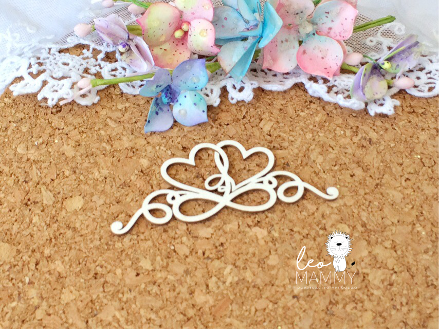 Чипборд LeoMAMMY "Два сердца с завитками"